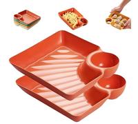 GHRKLP Assiette à Sauce Séparée Assiette à Dumplings Japonais avec Récipient à Sauce, Plateau à Collation Résistant à la Cassure pour Soirées Cinéma, Multicolore(2Orange)