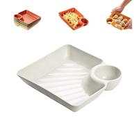 GHRKLP Assiette à Sauce Séparée Assiette à Dumplings Japonais avec Récipient à Sauce, Plateau à Collation Résistant à la Cassure pour Soirées Cinéma, Multicolore(1White)