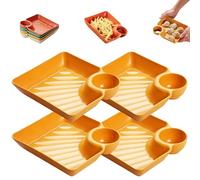 GHRKLP Assiette à Sauce Séparée Assiette à Dumplings Japonais avec Récipient à Sauce, Plateau à Collation Résistant à la Cassure pour Soirées Cinéma, Multicolore(4Yellow)