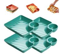 GHRKLP Assiette à Sauce Séparée Assiette à Dumplings Japonais avec Récipient à Sauce, Plateau à Collation Résistant à la Cassure pour Soirées Cinéma, Multicolore(4Green)
