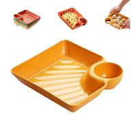GHRKLP Assiette à Sauce Séparée Assiette à Dumplings Japonais avec Récipient à Sauce, Plateau à Collation Résistant à la Cassure pour Soirées Cinéma, Multicolore(1Yellow)