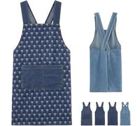 GHRKLP Tablier en coton léger avec poche avant, dos croisé sans contrainte et coutures renforcées, réglable pour la cuisine et l'art du jardinage, tablier en jean doux pour adulte(D)