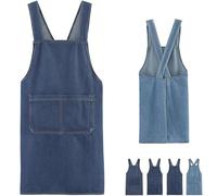 GHRKLP Tablier en coton léger avec poche avant, dos croisé sans contrainte et coutures renforcées, réglable pour la cuisine et l'art du jardinage, tablier en jean doux pour adulte(B)