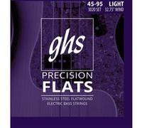 GHS Strings Cordes Flatwound pour basse électrique 3020 Precision Flats Échelle courte 45-95 Light