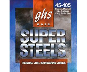 GHS™ Strings »BASS SUPER STEELS™ - CM5000-4-STRING BASS« Cordes pour Basse Électrique - Stainless Steel - Custom Medium: 045-105