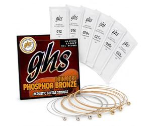 GHS™ Strings »THIN CORE PHOSPHOR BRONZE - TCB-L - ACOUSTIC GUITAR« Cordes pour Guitare Acoustique - Phosphor Bronze - Light: 012-052