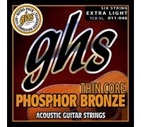 GHS Thin Core Phosphor Bronze - TCB-XL - Ensemble de cordes de guitare acoustique, extra léger, 011"-.046"