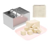 Ghshanog Presse à tofu, presse à fromage en acier inoxydable 304, machine à paneer réglable avec trou de drainage et plateau d'égouttement, 16 x 12 x 9 cm, moule pour tofu ferme fait maison