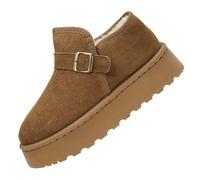GHTRHSB Bottes de neige classiques à plateforme pour femme, bottes d'hiver rétro confortables doublées en fausse fourrure, légères et antidérapantes, marron, 38 EU
