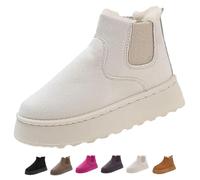 GHTRHSB Bottes de neige d'hiver pour femme - Chaudes - Doublées en fausse fourrure - Confortables - En polaire - Semelle antidérapante, beige, 37 EU