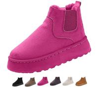 GHTRHSB Bottes de neige d'hiver pour femme - Chaudes - Doublées en fausse fourrure - Confortables - En polaire - Semelle antidérapante, rose rouge, 39.5 EU