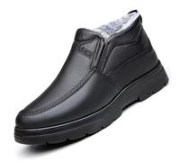 GHTRHSB Bottes de neige orthopédiques antidérapantes en cuir pour homme, décontractées et chaudes, doublées de fourrure, légères, Noir , 39 1/3 EU