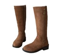 GHTRHSB Bottes mi-mollet en daim avec fermeture éclair latérale, talon plat, semelle antidérapante pour femme, marron, 39.5 EU