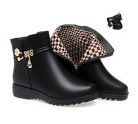 GHTRHSB Bottes orthopédiques en cuir véritable pour femme - Bottines d'hiver imperméables doublées en polaire avec soutien de la voûte plantaire et semelle antidérapante, Noir fin., 38 EU