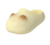 GHTRHSB Pantoufles en polaire pour femme avec empreintes de pattes de chat pour femme - Chaussons d'hiver antidérapants en fourrure pour femme, Jaune A, 39.5 EU