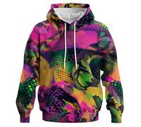 GHUALURU Sweat à capuche imprimé arc-en-ciel couleur arc-en-ciel pour homme et femme, Serpentine Multicolore 7, Medium