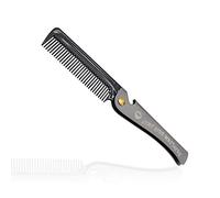 Ghulumn 1 PièCes SéRies Noirs Poche Pliante à Peigne PP les Dents Cheveux DéMêLants Barbe Peigne en MéTal PoignéE Pliable Peigner le Peigne à