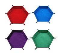 Ghulumn 4 PièCes Plateau de DéS Hexagone Porte-Rouleau de DéS Pliant en Cuir Plateaux de DéS BoîTe de Rangement pour Jeux de DéS comme Les Jeux RPGTable