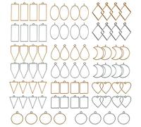 Ghulumn 80 PièCes SéRies Assortiment de Lunette en MéTal Ouvert pour Boucles d'oreilles et Colliers à Breloques à Cadre Pressé en RéSine (Or et Argent)