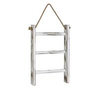 Ghulumn Mini échelle murale en bois blanchi à la chaux à 3 niveaux avec corde