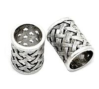 Ghulumn Vintage Bronze Antique Cheveux Tresse Barbe Dreadlock Perles Anneaux Tube Viking Rune Pendentif Charme pour Bijoux Collier DIY, Métal