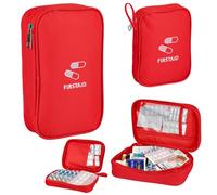 GHVACZS Lot de 2 grands et petits sacs à médicaments de voyage - 14 x 11 cm/21 x 13 cm - Étanche - Portable - Rouge - Pour la maison, les voyages, rouge
