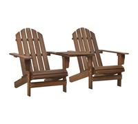 GHVBNMF Adirondack Chaise de jardin avec table à thé en bois massif Marron | Chaise longue double ergonomique en bois de sapin pour terrasse et jardin avec plateau pratique pour les boissons.