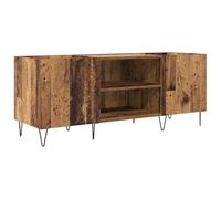 GHVBNMF Armoire à disques vinyles avec portes, étagère en bois vieilli | Commode à disques à deux portes pour le salon avec compartiments spacieux et accents en fer pour une collection de musique