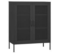 GHVBNMF Armoire de rangement anthracite 80 x 35 x 101,5 cm Buffet en acier | Commode en métal robuste pour salon et bureau avec 2 portes en grille, étagères réglables en hauteur et pieds de réglage.
