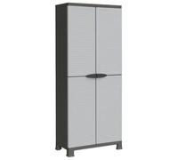 GHVBNMF Armoire haute multifonction en plastique 68 x 39 x 171,5 cm Gris | Armoire d'appoint compacte pour garage, cave et atelier avec 6 étagères, 2 portes et dispositif verrouillable
