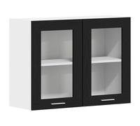 GHVBNMF Armoire suspendue Lyon noir aspect chêne 80 x 31 x 60 cm | Armoire de cuisine murale élégante en bois pour cuisine et salon avec étagère spacieuse et grande capacité de charge.