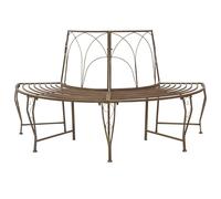 GHVBNMF Banc d'arbre semi-circulaire en acier - 160 x 80 x 89 cm - Marron | Banc de parc semi-circulaire pour 4 personnes autour des troncs d'arbres sur la terrasse. Dossier élégant au design ondulé.