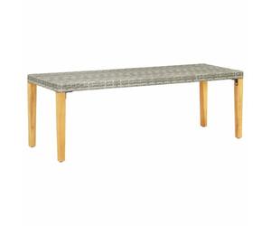 GHVBNMF Banc de jardin 80 cm en polyrotin et bois d'acacia Gris | Banc de parc compact en polyrotin gris et bois d'acacia, idéal pour la terrasse, le balcon et le jardin d'hiver.