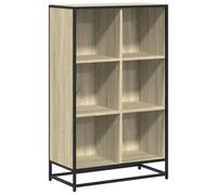 GHVBNMF Bibliothèque en chêne Sonoma à 6 compartiments 65,5 x 33 x 107,5 cm | Paravent moderne avec structure en métal et 6 compartiments pour salon et chambre à coucher. Support mural robuste inclus.