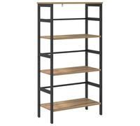 GHVBNMF Bibliothèque industrielle en chêne Artisan 60 x 29,5 x 115 cm | Étagère ouverte à trois niveaux avec cadre en acier robuste et pieds réglables pour salon et bureau à domicile