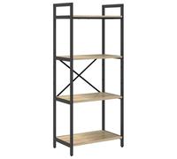 GHVBNMF Bibliothèque sur pied 4 compartiments en chêne Sonoma 56 x 34 x | Étagère sur pied au design industriel avec 4 étagères en bois et cadre en acier pour salon, bureau à domicile et étude.