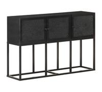 GHVBNMF Buffet 115 x 30 x 76 cm en bois massif de manguier avec 3 portes | Armoire d'appoint rustique pour salon et couloir : cadre en acier robuste, espace de rangement à trois portes et grain de