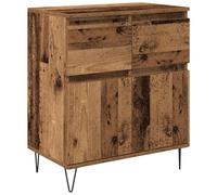 GHVBNMF Buffet aspect bois vieilli - 60 x 35 x 70 cm - Commode avec tiroir | Armoire d'appoint compacte au design du milieu du siècle avec pieds en métal pour salon, couloir et chambre à coucher.