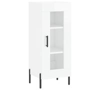 GHVBNMF Buffet blanc brillant 34,5 x 34 x 90 cm Armoire avec porte en verre | Commode compacte pour salon et couloir avec vitre transparente, pieds en métal et étagère supérieure.