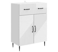 GHVBNMF Buffet blanc brillant, 64 x 34,5 x 89,5 cm, commode | Meuble d'appoint moderne avec tiroir et compartiments pour salon et chambre à coucher. Pieds en métal robustes offrant un bon