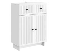 GHVBNMF Buffet blanc brillant 66 x 34,5 x 90 cm commode en bois | Étagère d'appoint moderne pour le salon avec 1 tiroir, 2 portes pivotantes et fixation murale pour un ordre stable.