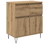 GHVBNMF Buffet en chêne Artisan avec tiroir 60 x 35 x 70 cm | Buffet compact de style milieu du siècle avec pieds en métal et 2 portes pour salon, couloir ou salle à manger.