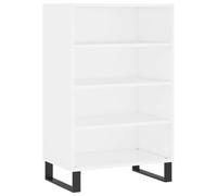 GHVBNMF Buffet haut blanc 57 x 35 x 90 cm en bois | Armoire polyvalente compacte avec étagères et pieds métalliques robustes pour salon, couloir ou chambre à coucher.