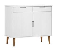 GHVBNMF Buffet MOLDE en pin massif blanc, 90 x 40 x 80 cm | Commode classique pour le salon et la chambre à coucher avec beaucoup d'espace de rangement grâce aux tiroirs et aux