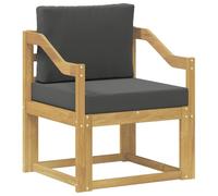 GHVBNMF Canapé central de jardin en bois d'acacia massif anthracite 1 place | Module d'angle robuste en bois véritable avec coussins confortables pour terrasse, balcon et arrière-cour. Extensible de