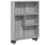 GHVBNMF Chariot de niche étroit à roulettes - 48 x 13 x 68 cm - Gris Sonoma | Chariot de cuisine compact en bois avec 4 roulettes pivotantes et beaucoup d'espace de rangement pour les niches étroites
