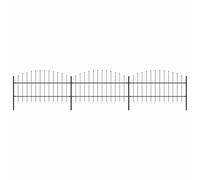 GHVBNMF Clôture de jardin en acier 5,1 m 3 éléments de clôture 4 poteaux | Clôture décorative en acier massif pour jardin avant et terrain avec pointes de lance et deux options de montage flexibles.