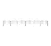 GHVBNMF Clôture de jardin en acier noir 10,2 m 6 éléments de clôture 7 | Clôture en métal robuste pour terrain et jardin avec pointes de lance, matériel de montage inclus pour une fixation flexible.