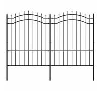 GHVBNMF Clôture de jardin en métal noir 240 x 190 cm Clôture Woerden avec | Kit de clôture robuste en acier pour jardin et jardin avant, arc élégant avec pointes décoratives et matériel de montage