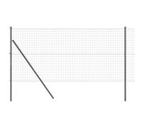 GHVBNMF Clôture Euro avec poteaux gris 1,2 x 10 m | Bordure de jardin robuste en acier et PVC pour terrain et terrasse avec accessoires pour un montage flexible.